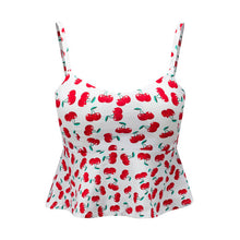 Sexy Bustier Crop Top Floral Print Strap Crop Top Ruffle Padded Bra