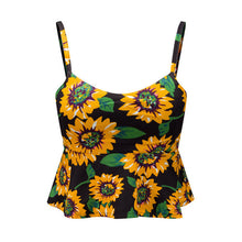 Sexy Bustier Crop Top Floral Print Strap Crop Top Ruffle Padded Bra