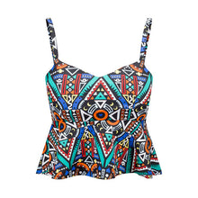 Sexy Bustier Crop Top Floral Print Strap Crop Top Ruffle Padded Bra