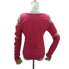 Sexy Button Low Cut Tee Shirt Femme Long Sleeve Off Shoulder T Shirt Casual Top Tees Cut Sleeve T Shirt Women Ropa Mujer