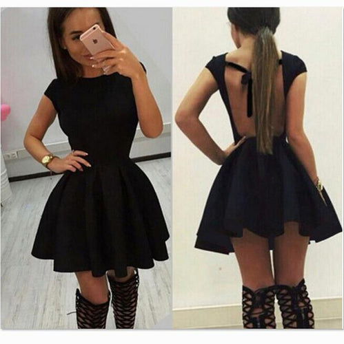 Sexy Casual Backless Vintage Dress Women Short Sleeve Hollow Out Mini Dress Ball Gown Vestidos Plus Size GV209