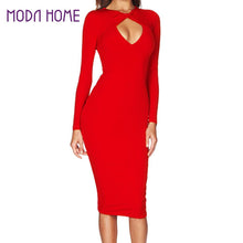 sexy-club-women-midi-dress-solid-cut-out-v-neck-long-sleeve-bodycon-bandage-dress-club-party-red-black-dress-fashion BBL