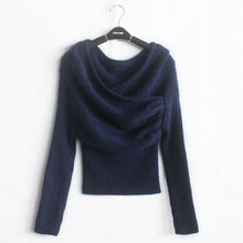 Sexy Cross V neck off the shoulder Pullover Sweater Women Crop Top Novelty Irregular Slash neck Knitted Jumper Knitwear 5 colors