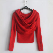 Sexy Cross V neck off the shoulder Pullover Sweater Women Crop Top Novelty Irregular Slash neck Knitted Jumper Knitwear 5 colors
