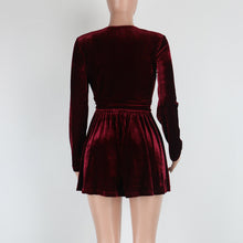 Sexy Deep V Neck Women Dress Long Sleeve Velvet Party Dresses Slim A-line Dress Wine Red Mini Robe Femme