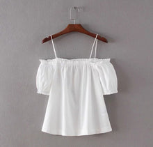 Sexy Elastic Slash Neck Off shoulder Shirt Women Short Sleeve Short White Blouse haut camisa ropa chemise femme s m l