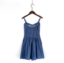 Sexy Ethnic Embroidery Floral Thin Denim Short Jumpsuit Back Elastic Sling Slim Rompers Playsuits Overalls blue