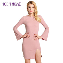 sexy-ukraine-women-knitted-dress-solid-cross-strap-long-flare-sleeve-dress-split-slim-bodycon-ribbed-warm-dress-knitwear BBL