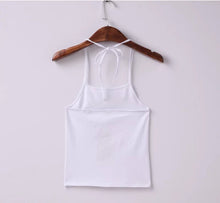 Sexy Halter Embroidery ET Aliens Camis Brandy Melville crop Top Camisetas Tank Vest Halter Straps Tee white