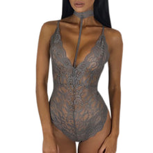 Sexy Halter Lace Bodysuit Women Sleeveless Deep V-Neck Jumpsuits Solid Elegant Sexy Bodycon Jumpsuit Romper Plus Sizze GV494