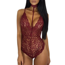Sexy Halter Lace Bodysuit Women Sleeveless Deep V-Neck Jumpsuits Solid Elegant Sexy Bodycon Jumpsuit Romper Plus Sizze GV494