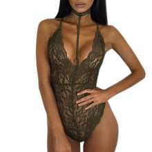 Sexy Halter Lace Bodysuit Women Sleeveless Deep V-Neck Jumpsuits Solid Elegant Sexy Bodycon Jumpsuit Romper Plus Sizze GV494