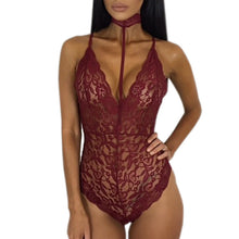 Sexy Halter Lace Bodysuit Women Sleeveless Deep V-Neck Jumpsuits Solid Elegant Sexy Bodycon Jumpsuit Romper Plus Sizze GV494