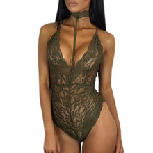 Sexy Halter Lace Bodysuit Women Sleeveless Deep V-Neck Jumpsuits Solid Elegant Sexy Bodycon Jumpsuit Romper Plus Sizze GV494