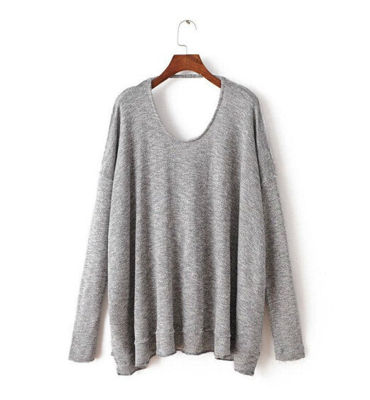 Sexy Harajuku Deep Backless Kink shirt t shirt Women AA brandy melville Long sleeve tee dames kleding tops