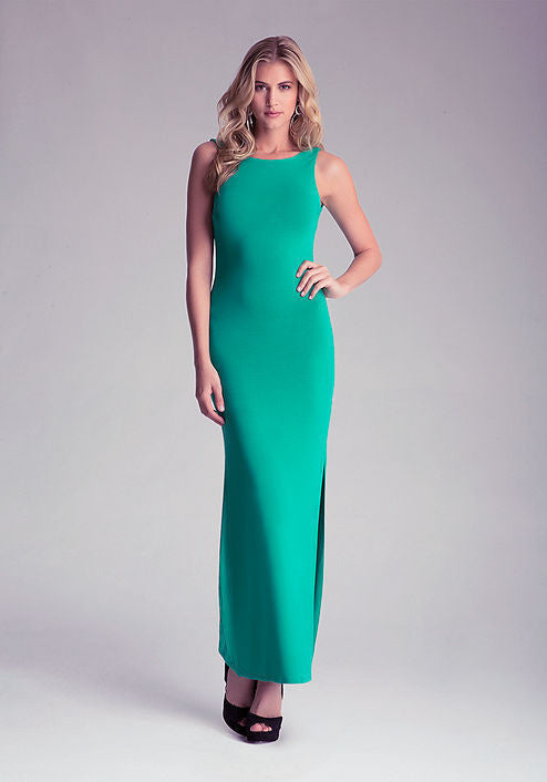 Sexy High Split Women Dress Elegant Evening Party Long Dress Women Green Backless Bandage Maxi Dress Vestido Femininos
