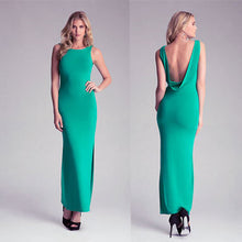 Sexy High Split Women Dress Elegant Evening Party Long Dress Women Green Backless Bandage Maxi Dress Vestido Femininos