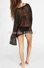 Sexy Hole Sweater Asymetric Hem Loose Knitted Crochet Heart shape Hollow out Thin Knit Sweater Jumper Tops