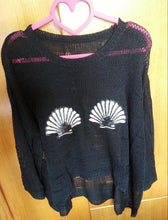 Sexy Hollow out Hole Shell Sequins Sweater Mermaid Irregular Hem Flare sleeve Loose Knitted Crochet Sweater Tops 3 colors