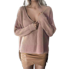 Sexy Knitted Women Sweaters Sweaters Pullover V Neck Long Sleeve Asymmetric Loose Warm Sweaters GV389