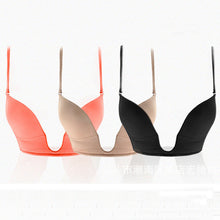 Sexy Lady's Wire Convertible Straps Solid Deep Plunge U Push Up Bras B