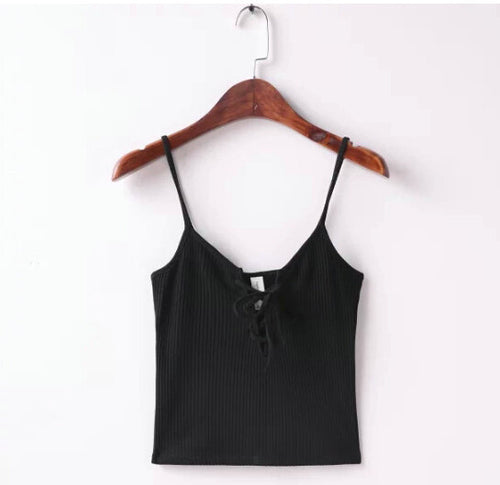 Sexy Metal eyelets lacing up Camis bralette bustier crop Top Camisetas Strappy Bra Tank Vest Elastic Straps Tee 6 color