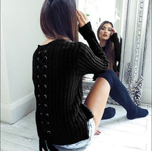Sexy O Neck Knit Pullover Sweaters Long Sleeve Bandage Sweaters Women's Knitted Sweater GV410