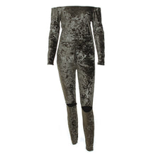 Sexy Off Shoulder Jumpsuit Women Cut Hole Velvet Overalls Femme Slash Neck Sexy Bodycon Jumpsuit Rompers Women