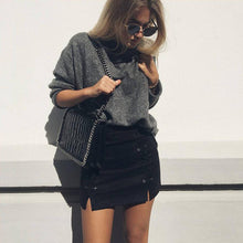 Sexy Pencil Skirt Women Lace Up High Waist Skirt Leather Suede Split Bodycon Women's Mini Skirt Plus Size Saias