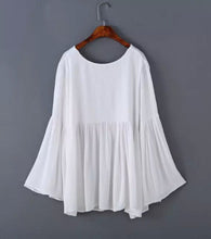 Sexy Pleated Backless Streamer Strappy Flare sleeve Pullover Shirt Women Cotton Shirt Blouse Tops