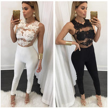 Sexy Rompers Womens Jumpsuit Bodycon Jumpsuit Club Wear Sheer Lace Flower Crochet Romper Plus Size Bodysuit