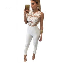 Sexy Rompers Womens Jumpsuit Bodycon Jumpsuit Club Wear Sheer Lace Flower Crochet Romper Plus Size Bodysuit