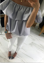 Sexy Ruffle Off Shoulder Woman Blouse Shirts Candy Color Blouses Butterfly Sleeve Blouse Top Sexy Loose Blusas GV244-1