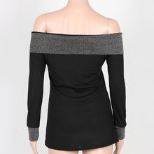 Sexy Slash Neck T Shirt Long Sleeve Slim T-shirts For Women Black Zipper Decorated T-shirt Women Casual Top Tees