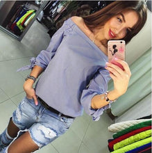 Sexy Slash Neck Off Shoulder Loose Blouse Shirt Women Casual Blouse Women Tops Plus Size Blusas Shirt GV221