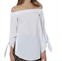 Sexy Slash Neck Off Shoulder Loose Blouse Shirt Women Casual Blouse Women Tops Plus Size Blusas Shirt GV221