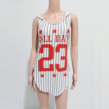 Sexy Sleeveless T Shirt With Hood Number 23 Letter Print Long Baseball T Shirt Women Irregular Tee Shirt Femme