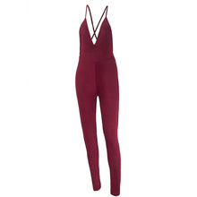 Sexy Spaghetti Strap Playsuits Bodycon Deep V neck Backless Club jumpsuits and rompers for Sexy Ladies J6173