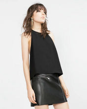 Sexy Spliced Lace Backless Halter Pullover Tanks Women Sleeveless O neck Short Tee Camis Loose Femme crop top black