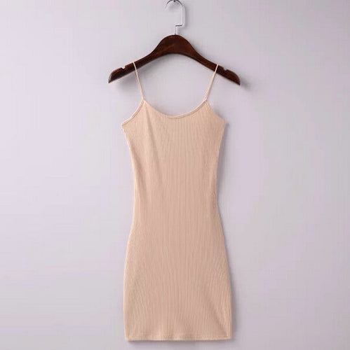 Sexy Rubber Bodycon Sleeveless Dress Women Brandy Melville AA Spaghetti Strap Package Hips Short Dresses 5 color