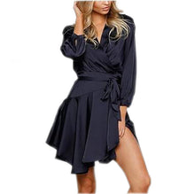 Sexy V Collar Long Sleeve Ruffle Irregular Dress Women Dress Vestidos Plus Size Sexy Casual Mini Dress GV416
