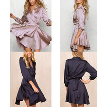 Sexy V Collar Long Sleeve Ruffle Irregular Dress Women Dress Vestidos Plus Size Sexy Casual Mini Dress GV416