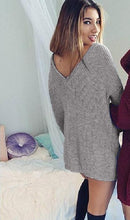 Sexy V-Neck Loose Sweater Dresses Knitting Dress Women Long Sleeve Warm Casual Bodycon Dress Vestidos GV408
