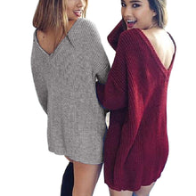 Sexy V-Neck Loose Sweater Dresses Knitting Dress Women Long Sleeve Warm Casual Bodycon Dress Vestidos GV408