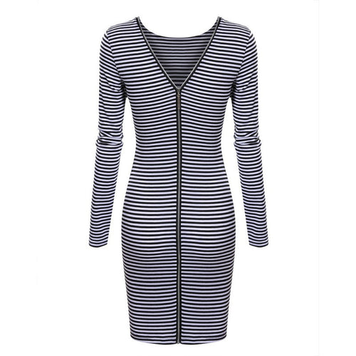 sexy-women-back-zipper-long-sleeve-bodycon-dress-striped-pencil-dresses-vestidos BBL