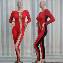 Sexy Women Bodycon Jumpsuit Hollow Out Night Club Party Women Jumpsuit Long Romper Chain Bandage Rompers Womens Jumpsuit Overall