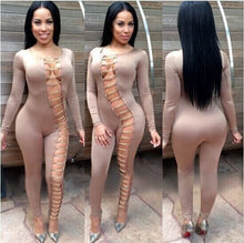 Sexy Women Bodycon Jumpsuit Hollow Out Night Club Party Women Jumpsuit Long Romper Chain Bandage Rompers Womens Jumpsuit Overall
