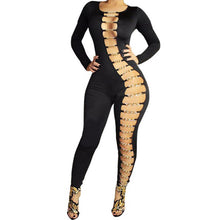 Sexy Women Bodycon Jumpsuit Hollow Out Night Club Party Women Jumpsuit Long Romper Chain Bandage Rompers Womens Jumpsuit Overall