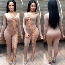 Sexy Women Bodycon Jumpsuit Hollow Out Night Club Party Women Jumpsuit Long Romper Chain Bandage Rompers Womens Jumpsuit Overall