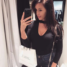 Sexy Women Bodysuit Plunge V-Neck Stretch Slim Bodysuits Overalls Solid Long Sleeve Sexy Bodysuit Mujer ClubWear Plus Size GV444
